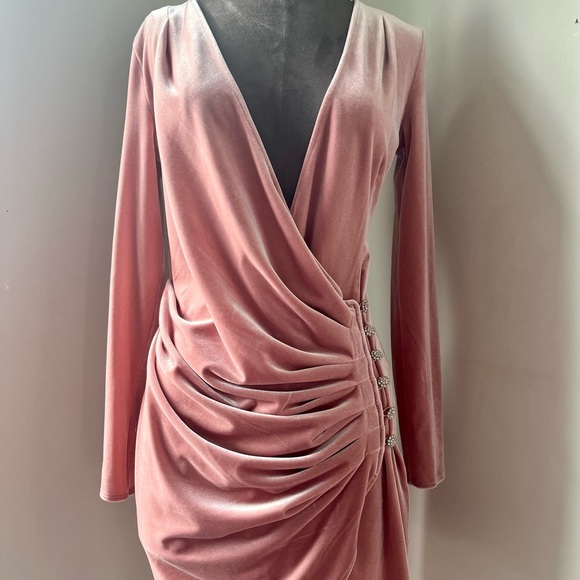 Topshop Pink Velvet Dress - Picture 3 of 9